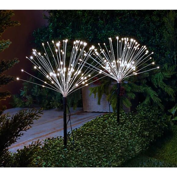 Bethlehem Stake Lights (2) Star Bursts Remote Black Wire Multicolor Timer NWOT - Picture 2 of 4